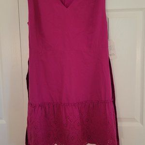 Ladies Time and True Ruffle Hem Dress, Belted, NWT, Pink